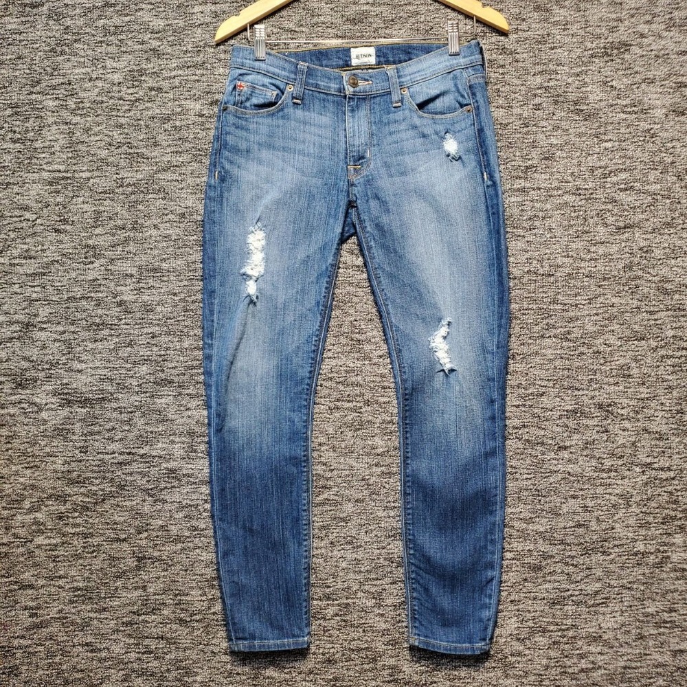 Hudson Krista Super Skinny Crop Womens 27 Blue Distressed Denim Jeans SUNY